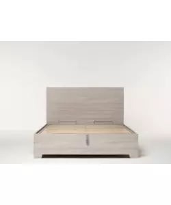 Letto matrimoniale "hi box" olmo naturale con rete, contenitore e piedini 160x190 cm